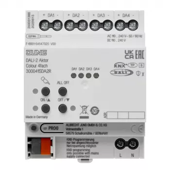 JUNG KNX DALI-2 Actuador color 4 canales, carril DIN, 4 TE, Secure (300041SDA2R)