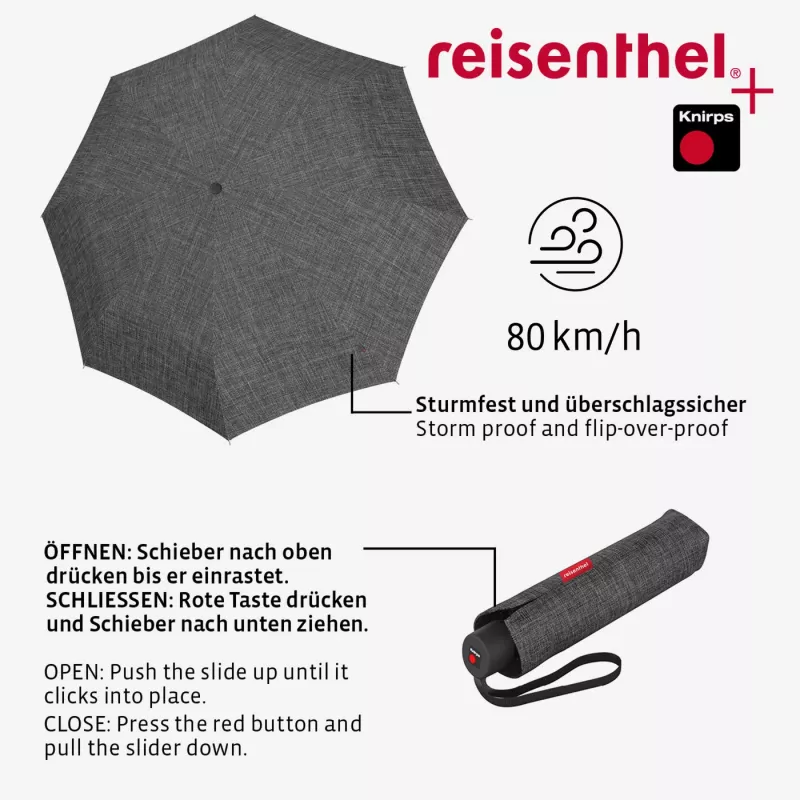 Reisenthel RS7052 paraguas, tamaño completo, redondo, poliéster, gris