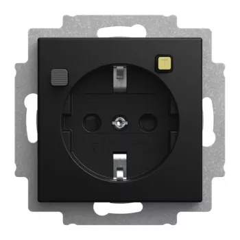 Busch-Jaeger FI-Schukomat toma de corriente SCHUKO con interruptor diferencial, 16 A, 10 mA, empotrar, negro mate 2CKA003116A0673