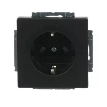 Busch-Jaeger base de toma de corriente SCHUKO, negro mate, 16A, 250V, con tapa abatible, empotrada 2CKA002013A5454