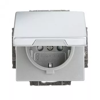Busch-Jaeger base de toma de corriente SCHUKO, acero inoxidable, 16 A, 250 V, empotrada, bornes sin tornillos, protección infantil 2CKA002018A1521