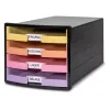 HAN IMPULS Caja de cajones, 4 cajones abiertos, negro/pastel, poliestireno, hasta DIN C4 1013-139