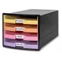 HAN IMPULS Caja de cajones, 4 cajones abiertos, negro/pastel, poliestireno, hasta DIN C4 1013-139
