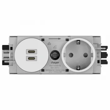 Hager toma SCHUKO de empotrar Winsta con cargador 2x USB-C PD 20W, blanco puro GS17009016