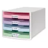 HAN IMPULS cajonera DIN A4, 4 cajones, rosa/lila/azul/verde 1013-129D