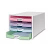 HAN IMPULS cajonera DIN A4, 4 cajones, rosa/lila/azul/verde 1013-129D