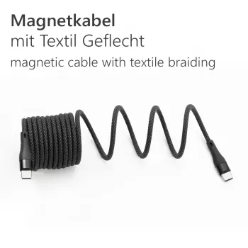 MAXTRACK C532-1L cable espiral USB 2.0, USB-A a USB-C, 1 m, negro, contactos dorados