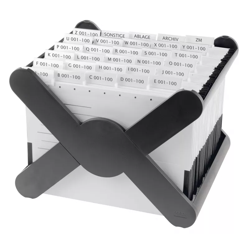 HAN X-CROSS KARMA cesta de archivo colgante, negra, A4/Foolscap, 20 archivos, 360x150x260 mm 190718-13D