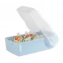 HAN CROCO caja de fichas A8 horizontal, azul pastel cuerpo transparente con tapa transparente, polipropileno 998-884