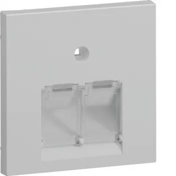 Hager GZUAE2A7035 Tapa central para 2 tomas de conexión UAE/RJ45, gris claro RAL 7035