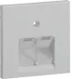 Hager GZUAE2A7035 Tapa central para 2 tomas de conexión UAE/RJ45, gris claro RAL 7035