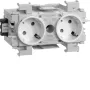 HAGER GS20119016 Toma de corriente 2 tomas 45° invertida con bloqueo frontal, gris