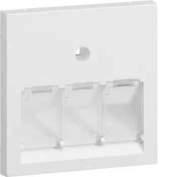 Hager GZUAE3A9016 placa central para tomas de datos UAE, 3 tomas, blanco tráfico (RAL 9016)