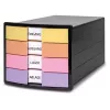 HAN IMPULS cajonera, 4 cajones, negro/pastel, poliestireno, para DIN C4 1012-139