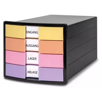 HAN IMPULS cajonera, 4 cajones, negro/pastel, poliestireno, para DIN C4 1012-139