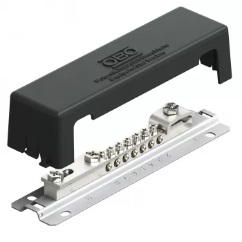 OBO BETTERMANN 1809 AM barra de conexión equipotencial con pie metálico, 10 polos, gris 5015105