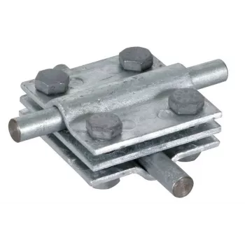 DEHN KS 8.10 FL30 conector en cruz, acero galvanizado en caliente, para conductor redondo 8-10mm y plano hasta 30mm 319201