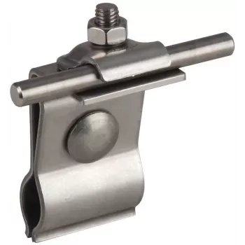 Soporte de conductor de tejado DEHN para tejados metálicos, acero inoxidable, alambre redondo de 8 mm, fijación por borna, 223010