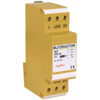 DEHN 918422 BLITZDUCTOR VT protector combinado de corriente de rayo y sobretensión para sistemas de alimentación DC, 24 V DC, Tipo 1+2 SPD