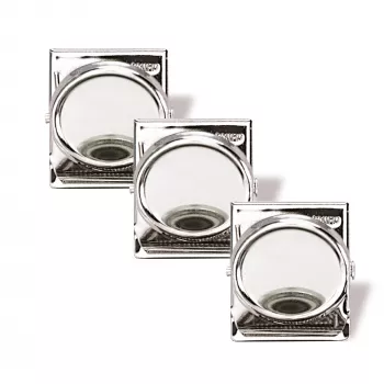 Magnetoplan Clip magnético 35 mm plateado pack de 3 sujeta hasta 26 hojas A4 (16670)