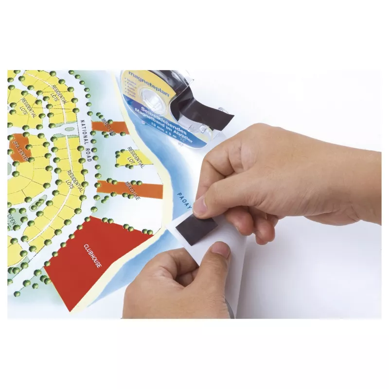 MAGNETOPLAN HOLTZ Cinta magnética autoadhesiva con dispensador manual, negra, 19 mm x 5 m (15510)