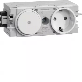 HAGER GS11009016 Toma de corriente Schuko con conmutador, blanco tráfico