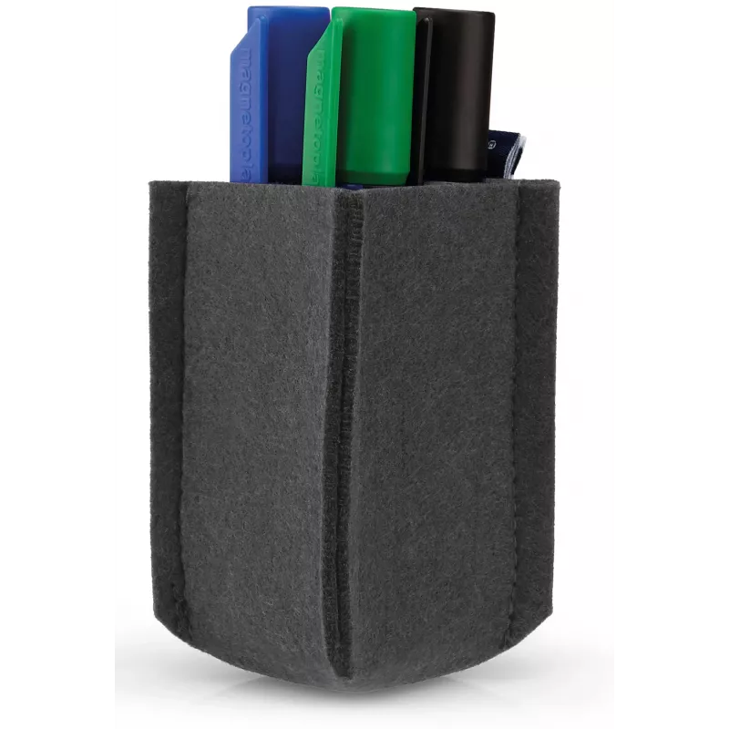 magnetoplan magnetoTray Portalápices pequeño, fieltro gris, 100% PET reciclado, magnético 1227601