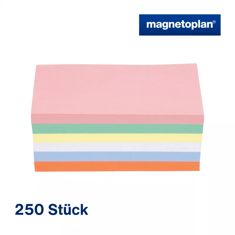 MAGNETOPLAN HOLTZ tarjetas de comunicación rectangulares 200 x 100 mm colores surtidos (rosa, verde, amarillo, blanco, azul, naranja) - 250 tarjetas 112501510