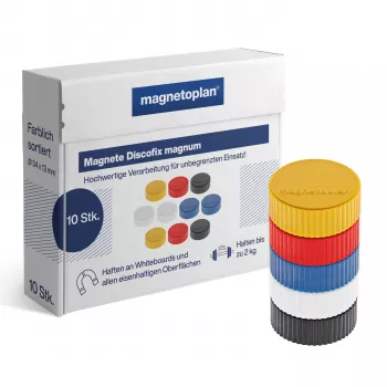 Magnetoplan Discofix Magnum imanes para pizarra blanca surtidos, 34 mm, 10 uds. 1660010