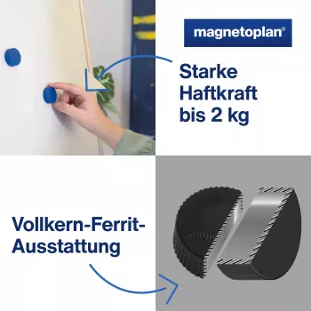 Magnetoplan Discofix Magnum imanes para pizarra blanca surtidos, 34 mm, 10 uds. 1660010