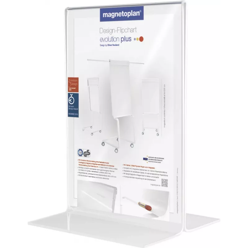 MAGNETOPLAN HOLTZ expositor de mesa de acrílico DIN A3 vertical cristal transparente doble cara 297 x 420 mm (43115)