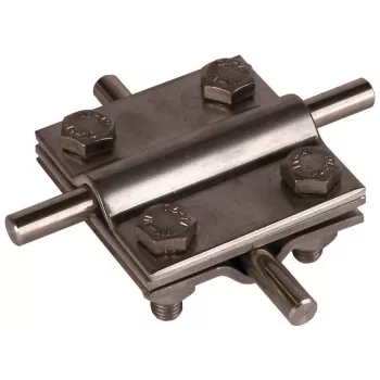 DEHN 319209 conector en cruz con placa intermedia, acero inoxidable V4A