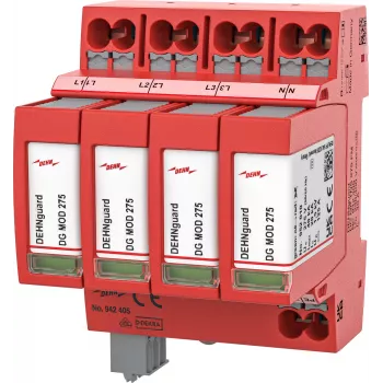 DEHN DEHNguard MP TNS 275 FM protector contra sobretensiones Type 2, 4 polos, 275V, 40kA, carril DIN 942405