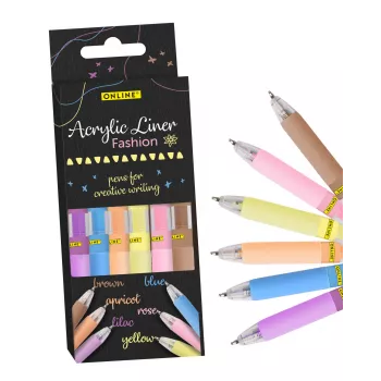 ONLINE Fashion rotulador acrílico varios colores 1,0 mm, 6 unidades (18632/6)
