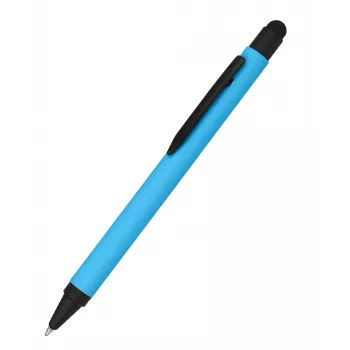 ONLINE SCHREIBGERÄTE ALU Stylus bolígrafo azul, mecanismo giratorio, punta mediana, stylus integrado para pantallas táctiles capacitivas 32118/3D