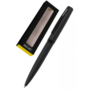 ONLINE SCHREIBGERÄTE Eleganza bolígrafo, carcasa negra, tinta azul, mecanismo giratorio, metal, laca brillante 34752