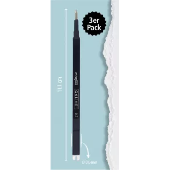 ONLINE magiXX recambio de bolígrafo gel negro 0,7 mm, pack de 3 40161/3