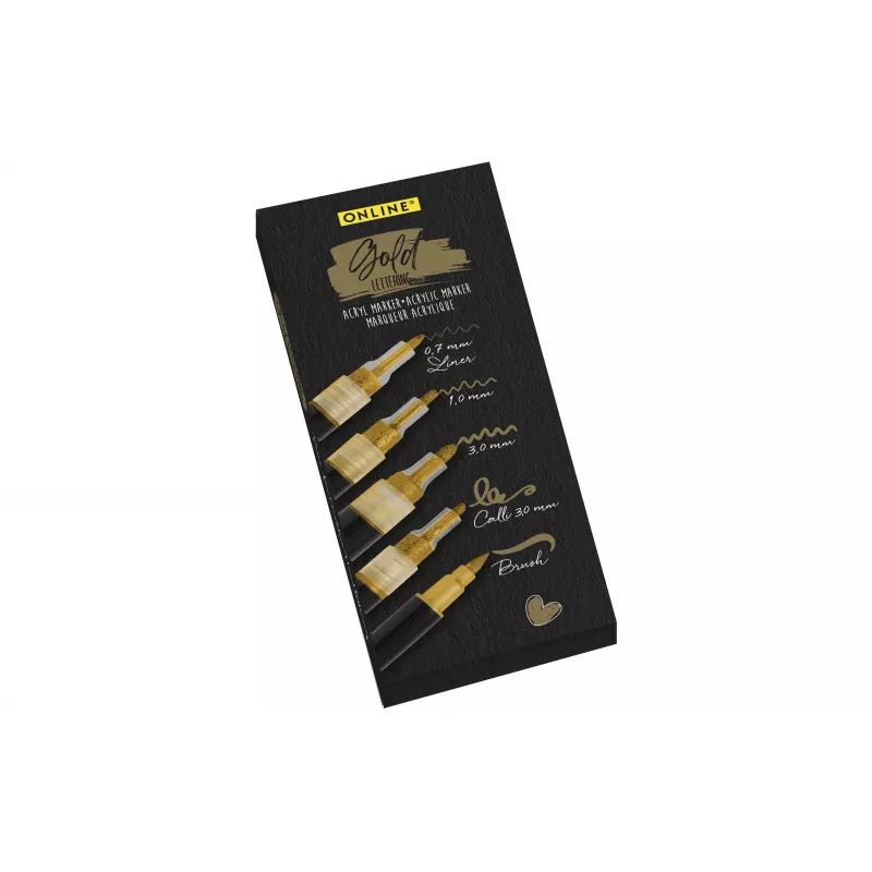 ONLINE SCHREIBGERÄTE Gold Lettering set de rotuladores acrílicos oro 5 uds. (18517)