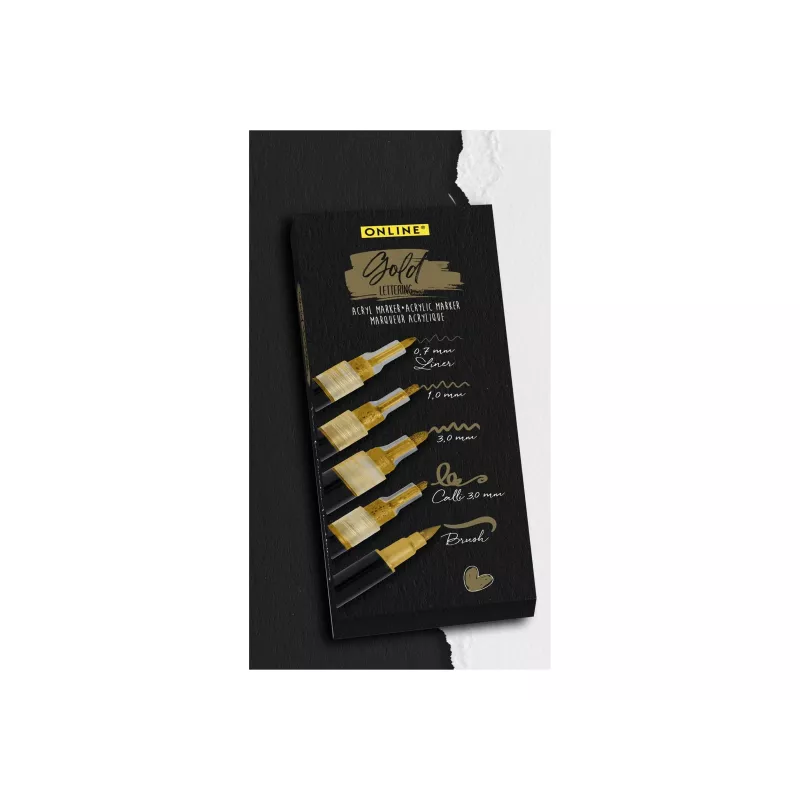ONLINE SCHREIBGERÄTE Gold Lettering set de rotuladores acrílicos oro 5 uds. (18517)