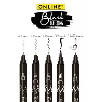 ONLINE Black Lettering set de rotuladores acrílicos, negro, 5 uds. 19114