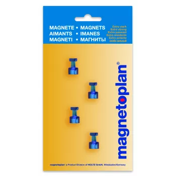 Magnetoplan Sujetamemos magnético, azul, 4 uds., sujeta hasta 9 hojas DIN A4 1666114