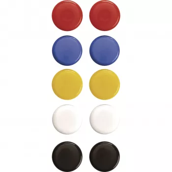 Imanes de señalización Magnetoplan 20 mm, 10 uds., colores surtidos (rojo, azul, amarillo, verde, blanco) 16662
