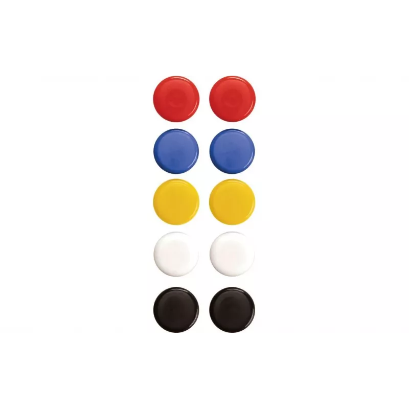 Imanes de señalización Magnetoplan 20 mm, 10 uds., colores surtidos (rojo, azul, amarillo, verde, blanco) 16662