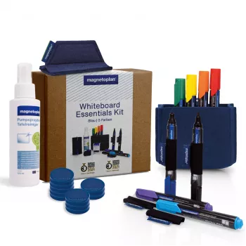 MAGNETOPLAN HOLTZ Whiteboard Essentials Kit azul - borrador y bandeja magnética (1230914)