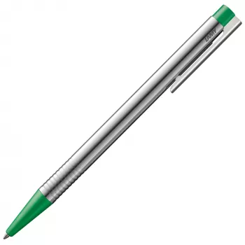 LAMY Logo bolígrafo, laca verde mate, carcasa de acero inoxidable, recambio M16 azul 1228040