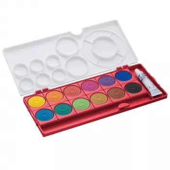 LAMY aquaplus caja de acuarelas, 12 colores brillantes, estuche rojo 1222609