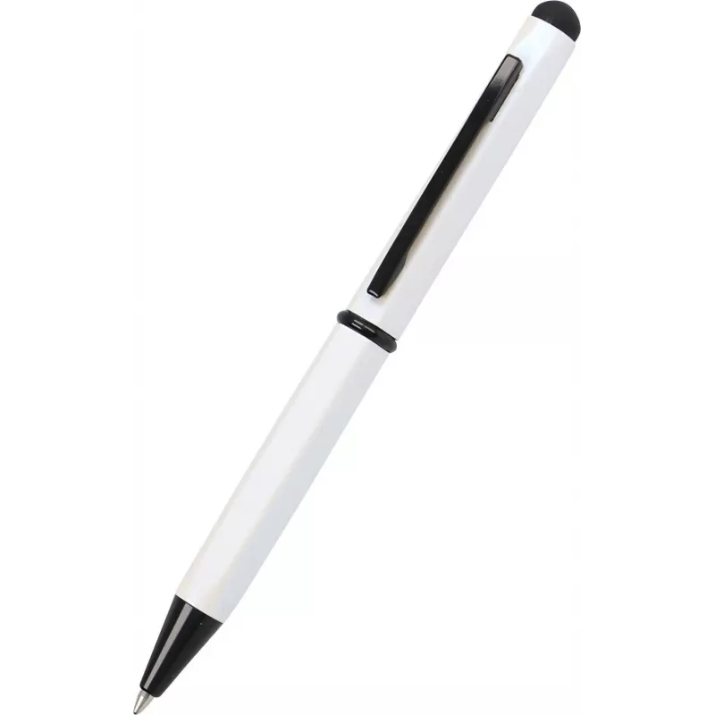 ONLINE SCHREIBGERÄTE Hexagon Stylus Bolígrafo, carcasa blanca, tinta azul, stylus capacitivo, mecanismo giratorio, aluminio, 1 ud. (21031/3D)