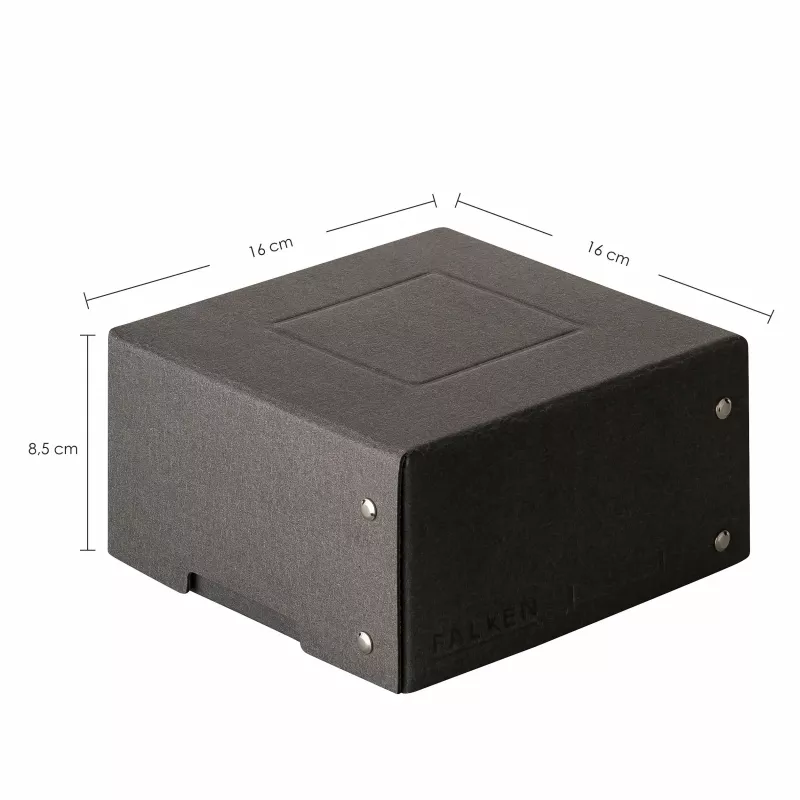 FALKEN PURE caja de almacenamiento 150x150 mm 1050 hojas negra 16,0 x 16,0 x 8,5 cm, 1 ud. (22001744000F)