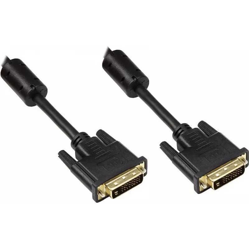 Good Connections cable DVI-D Dual Link 24+1 conector macho a conector macho, contactos dorados, núcleo de ferrita, negro, 1,8 m (4310-DG2)