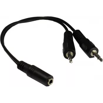 GoodConnections AD-35B2S adaptador en Y de audio 3,5 mm conector hembra estéreo a 2x RCA conector macho mono, 20 cm, niquelado, negro